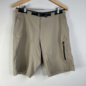 REI Technical Hiking Belted Shorts Mens Medium Khaki Tan Outdoors